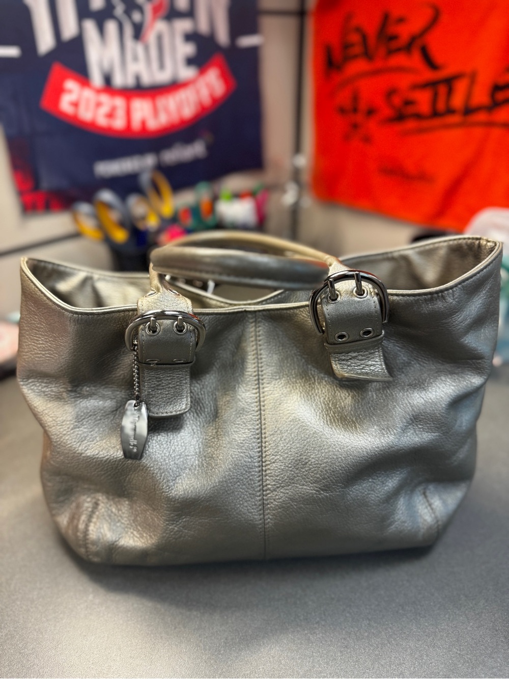 Tignanello Gold Leather Satchel EUC